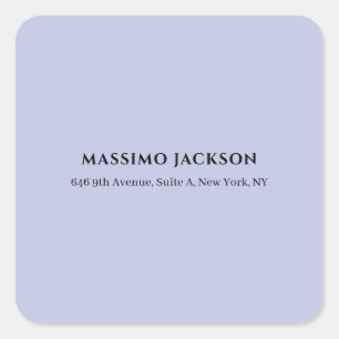 Professional lilac color modern minimalist name square sticker
