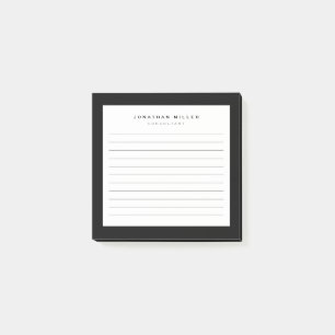 Professional Lined Black & White   Name 3x3 Post-it Notes