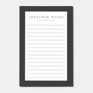 Professional Lined Black & White   Name Post-it No Notes