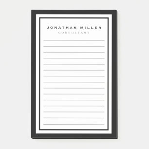 Professional Lined Black & White   Name Post-it Notes