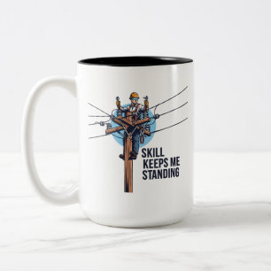 Professional Lineman Illustration Two-Tone Coffee Mug