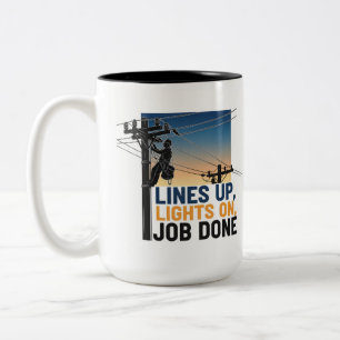 Professional Lineman  Proud Utility Worker Two-Tone Coffee Mug