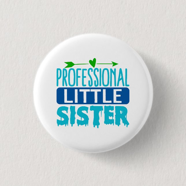 Professional Little Sister Blue Paint Drip 1 Inch Round Button (Front)