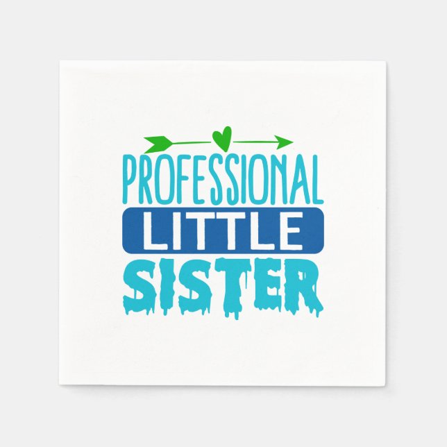 Professional Little Sister Blue Paint Drip Napkin (Front)