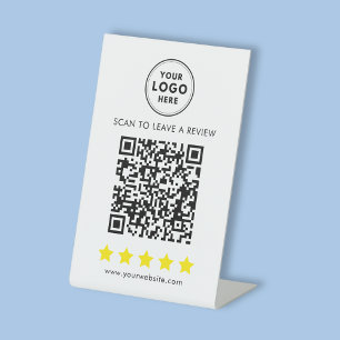 Professional Logo and QR review feedback Pedestal Sign