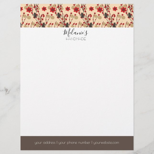 Professional Logo - Asian Cherry Blossom Pattern Letterhead (Front)