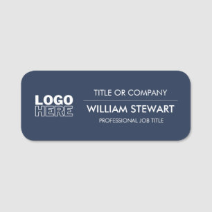 Professional  logo Blue Navy Employee Staff Name Tag