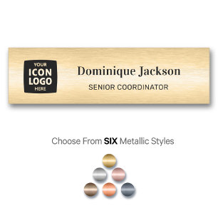 Professional Logo Brushed Gold Employee ID  Name Tag