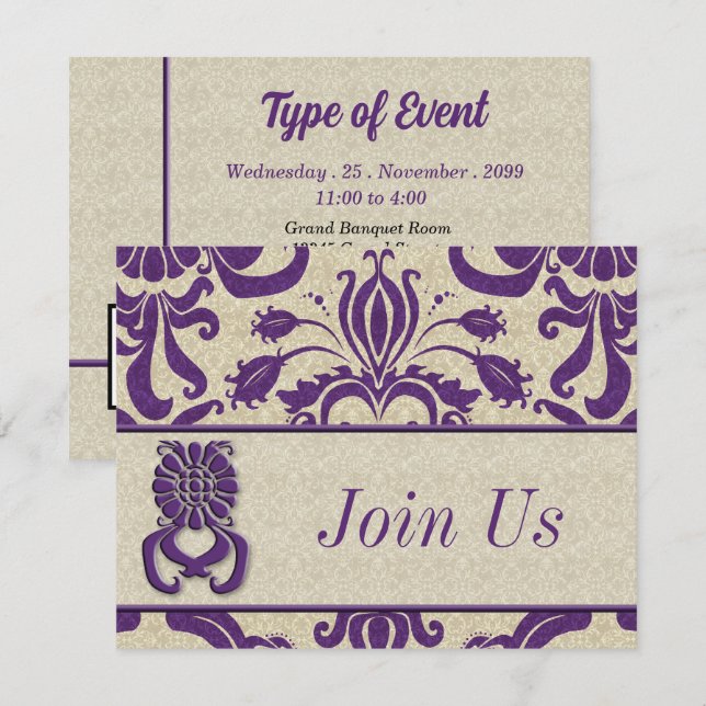 Professional Logo Business Amethyst Swirls Purple Invitation (Front/Back)