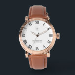 Professional Logo & Business Name Modern  Watch<br><div class="desc">Promote your brand with a professional modern watch promotional design featuring your business logo and company name. This elegant minimalist style is perfect for business branding, marketing campaigns, product showcases, and promotional presentations. The stylish rose gold vintage watch with a brown leather strap provides a luxury and professional look, making...</div>