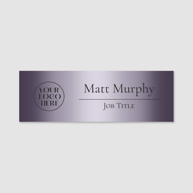 Professional Logo Employee ID Deep Purple Name Tag (Front)