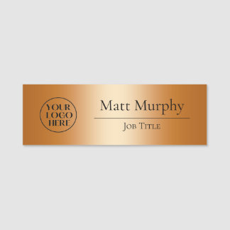 Professional Logo Employee ID Faux Copper  Name Tag