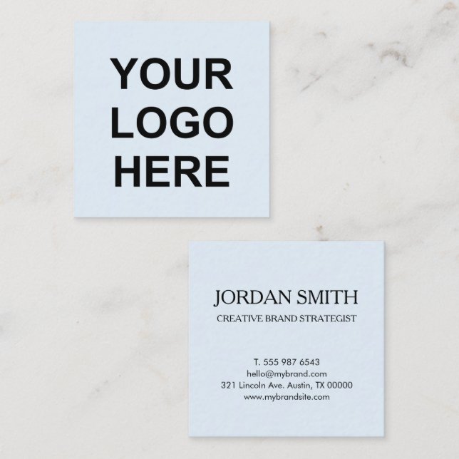 Professional Logo Minimal Modern Pale Blue   Square Business Card (Front/Back)