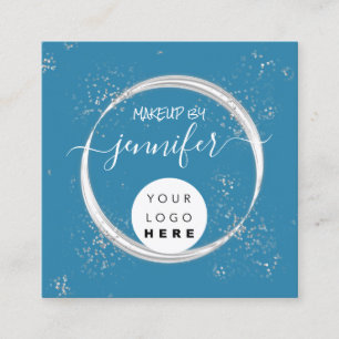 Professional Logo Nails Beauty Hair Silver Framed Square Business Card