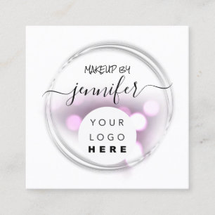 Professional Logo Nails Beauty Hair White Pink Square Business Card