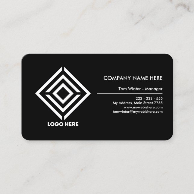 Professional Logo Personalized Corporate Black Business Card (Front)