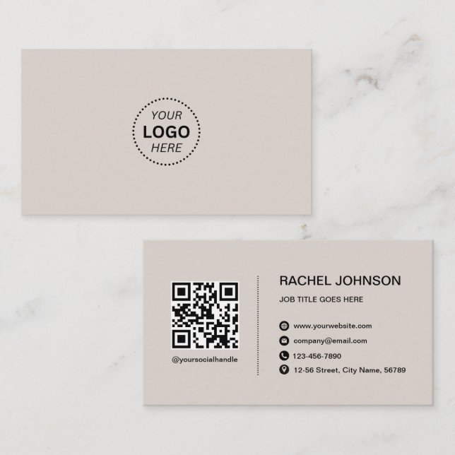 Professional Logo QR Code Modern Business Card (Front/Back)