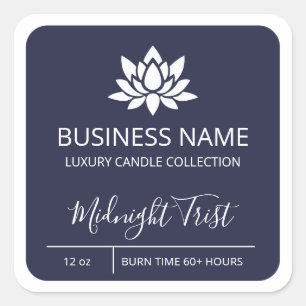 Professional Lotus Navy Blue Soy Candle Labels