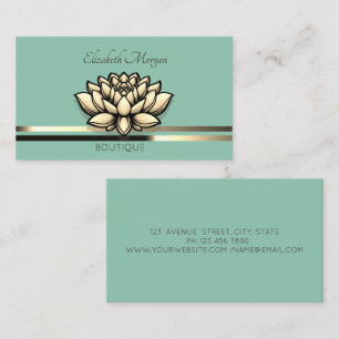 Professional Lotus Stripes Mint Green Business Card