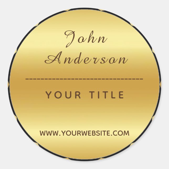 Professional Lux Black/Gold Classic Round Sticker (Front)