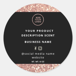 Professional lux rose gold glitter product label