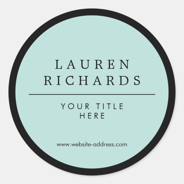 Professional Luxe Black and Mint Classic Round Sticker (Front)