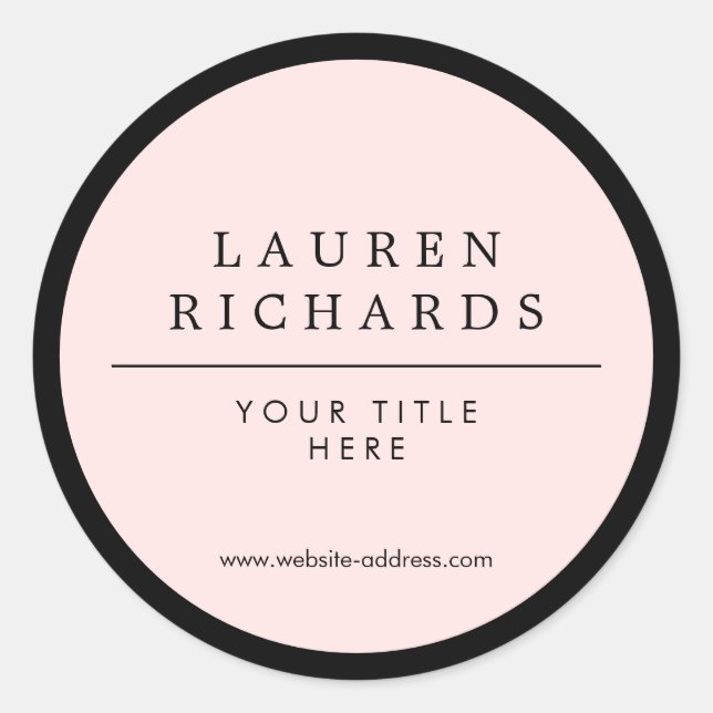 Professional Luxe Black and Pink Classic Round Sticker (Front)
