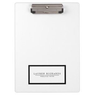 Professional Luxe Black and White Personalized Clipboard