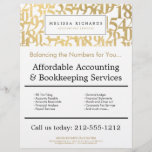 Professional Luxe Faux Gold Numbers Accountant Flyer<br><div class="desc">This professionally designed flyer template perfectly coordinates with the matching business cards and stationery for an elevated esthetic for your accounting or financial services business. An abstract pattern of overlapping faux gold numbers creates an intriguing design motif in the background. Customize the fields with your own promotion or offering. Original...</div>