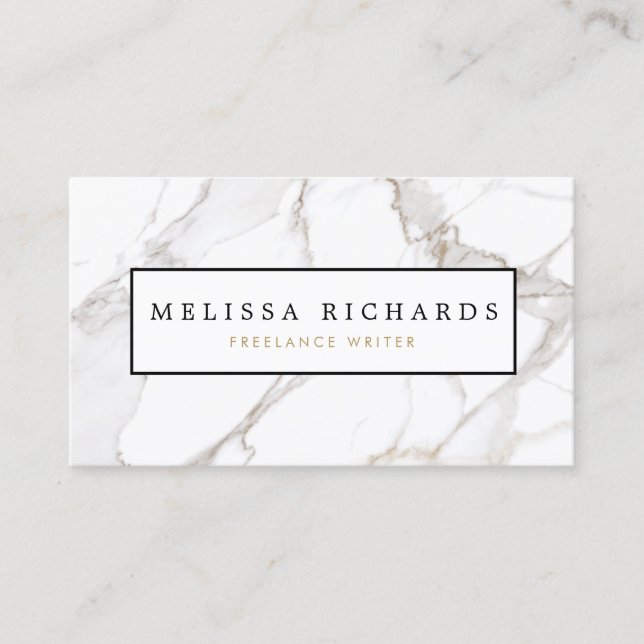 Professional Luxe Minimalist White Marble Business Card (Front)