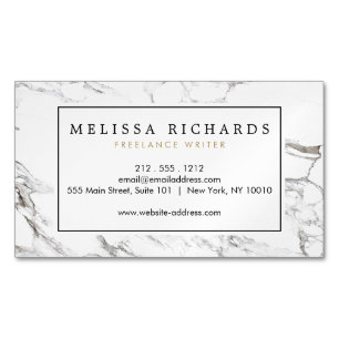 Professional Luxe Minimalist White Marble Magnetic Business Card