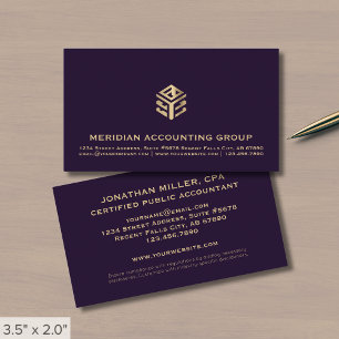 Professional Luxe Purple Gold Logo Business Card