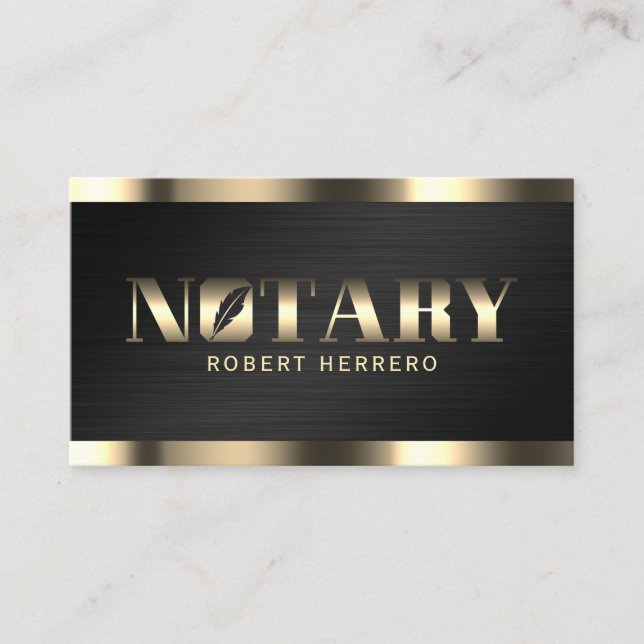 Professional luxurious faux metallic notary business card (Front)
