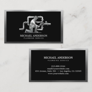 Professional Luxury Black Silver Plumbing Service Business Card