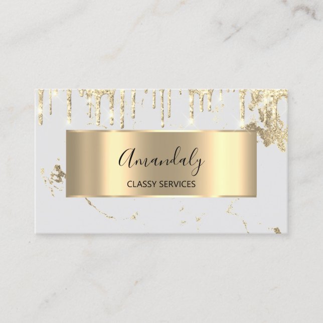 Professional Luxury Gold Royal Marble Grey Business Card (Front)