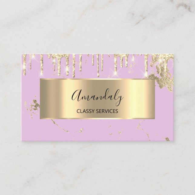 Professional Luxury Gold Royal Marble Pink Pastel Business Card (Front)