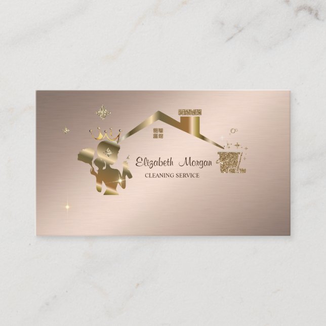 Professional Maid Cleaning House Business Card (Front)