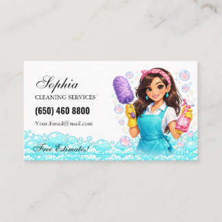 Professional Maid Cleaning Service Business Card