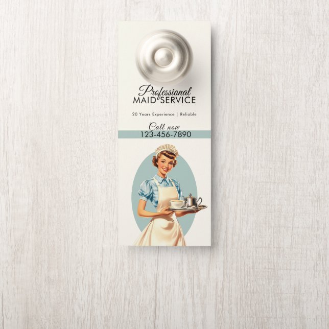 Professional Maid Housekeeping Service Retro Door Hanger (On Knob)