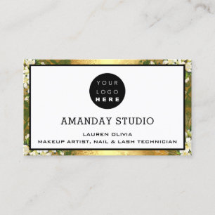 Professional Makeup Appointment Custom Logo Gold Business Card