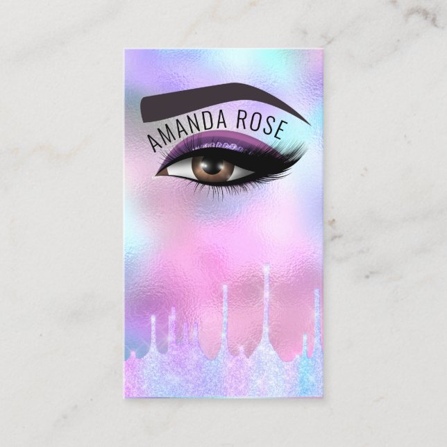 Professional Makeup Artist Eyelash Brow Holographi Business Card (Front)