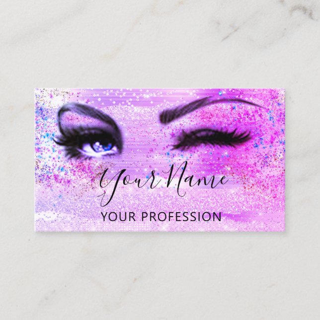 Professional Makeup Artist Eyelash Glitter Strokes Business Card (Front)