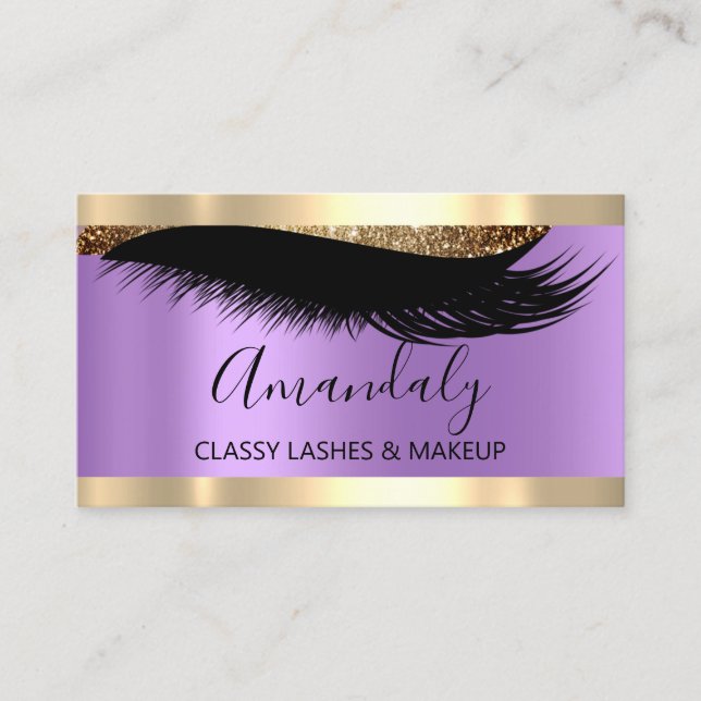 Professional Makeup Artist Eyelash Rose Purple Business Card (Front)