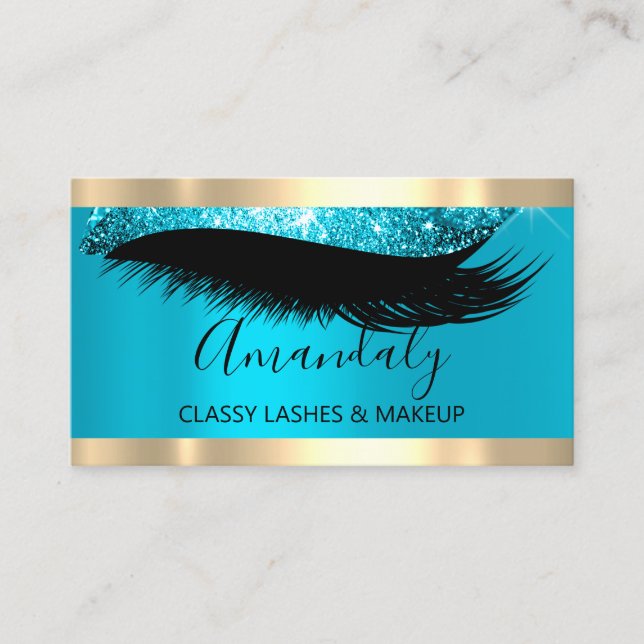 Professional Makeup Artist Eyelash Unique Blue Business Card (Front)