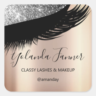 Professional Makeup Artist Eyelash Unique RoseGray Square Sticker