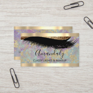 Professional Makeup Artist Eyelashes Gold Purple Business Card