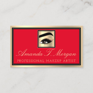 Professional Makeup Artist Eyelashes Gold Red Business Card