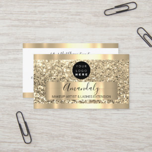 Professional Makeup Artist Lash Custom Logo Gold  Business Card