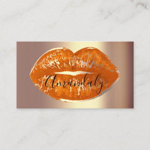 Professional Makeup Artist Lips Coral Gold Kiss Business Card