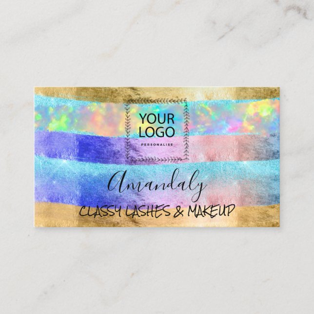 Professional Makeup Artist Logo Holograph Artistic Business Card (Front)